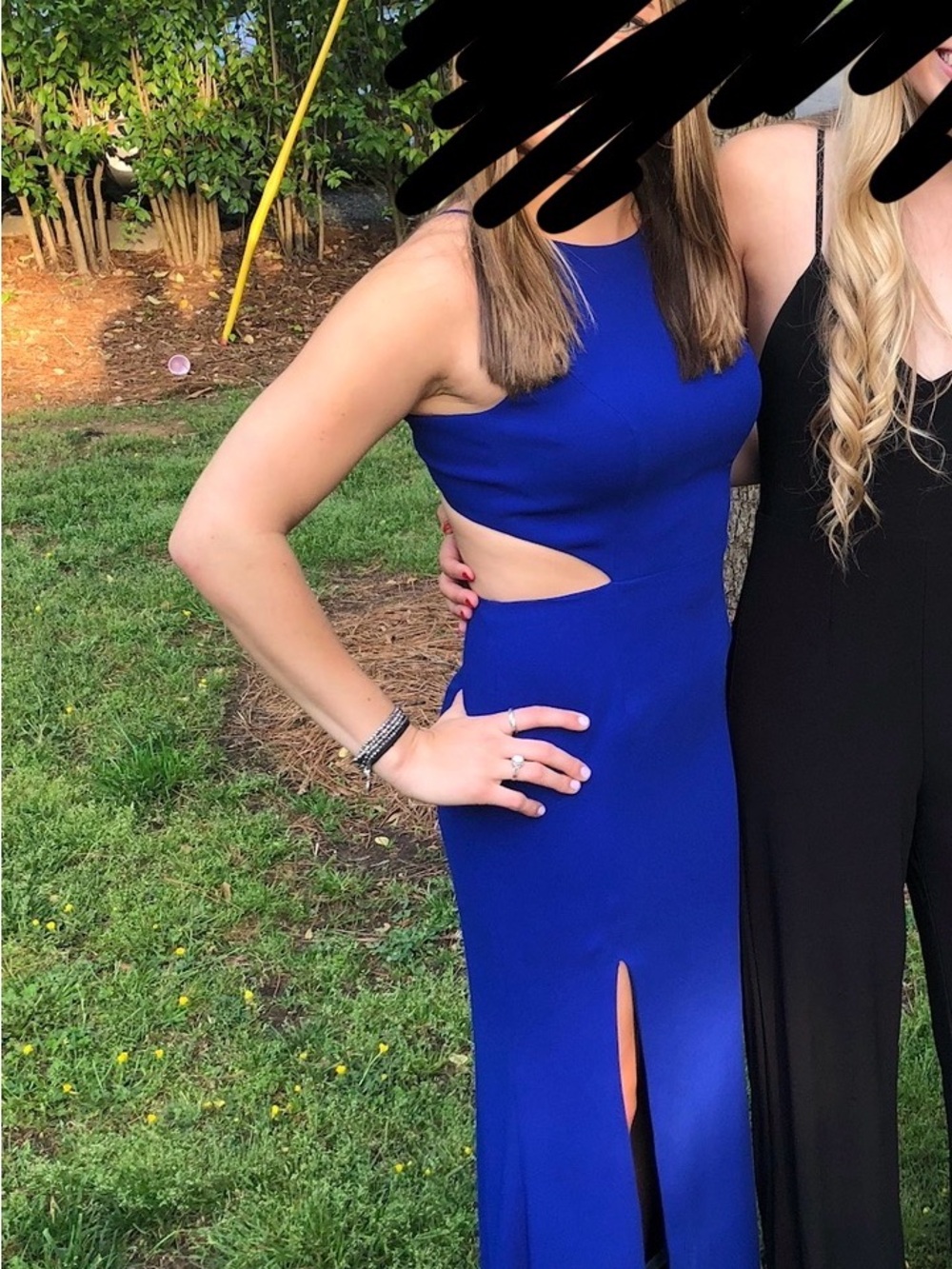 Blue Cutout Evening Dress - Womens Formal Gown